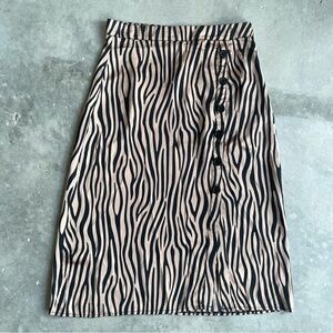 Midi silk animal print skirt